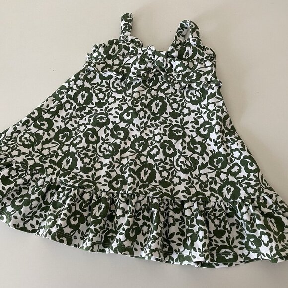 Janie and Jack Baby Girl Ponte Summer Dress White With Green Floral 18-24 Months - Picture 1 of 9
